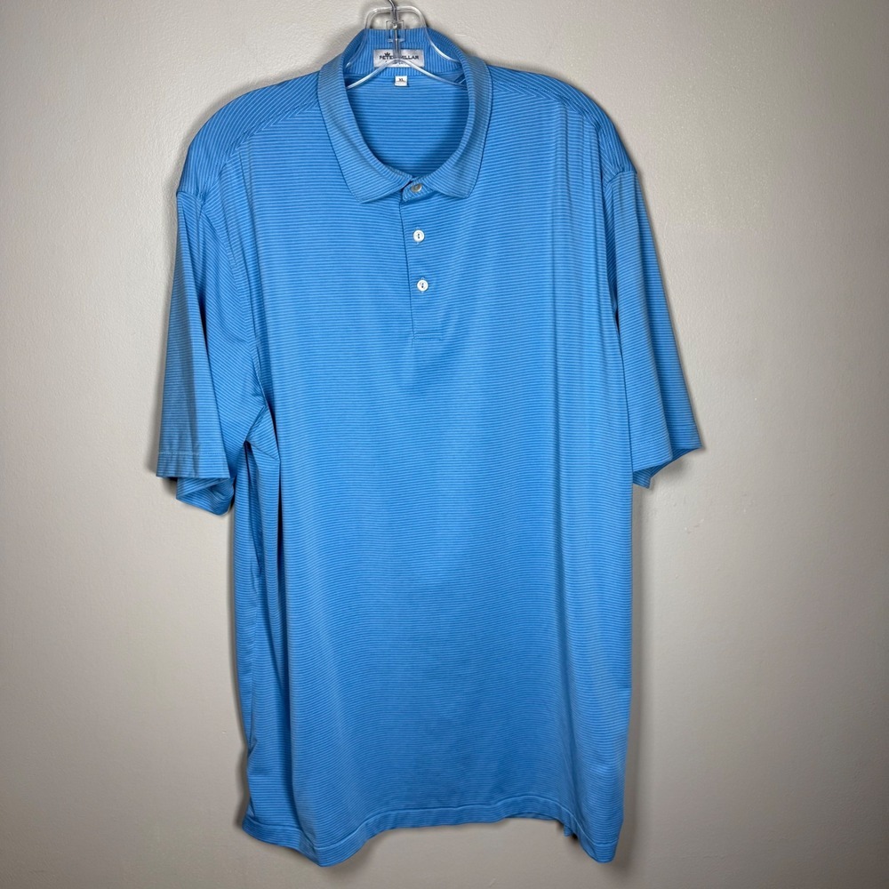 Peter Millar Summer Comfort Polo Shirt Mens XL Blue Stripe Performance Golf‎